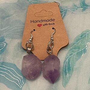 Handmade Raw Amethyst quartz Earrings